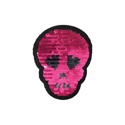 PC3364B - Reversible Double Pink Sequin Skull (Iron On)