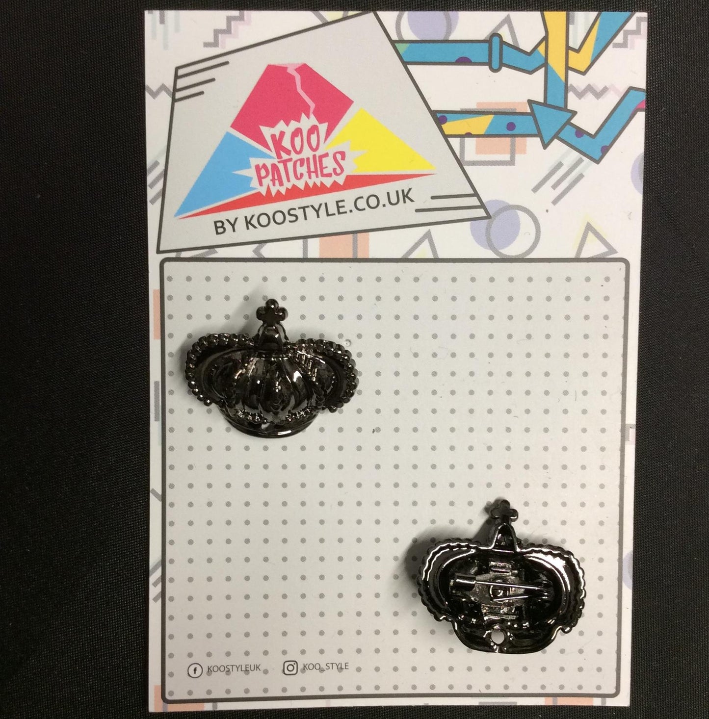 MP0210 - Dark Silver Black 3D Crown Metal Pin Badge | Koo Style UK