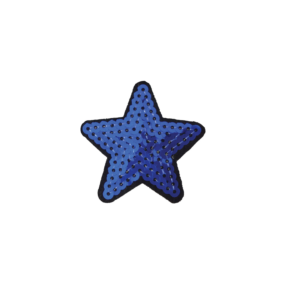 PC4014 - Sequin Blue Star (Iron On) Embroidery Applique Patch | Koo Style UK