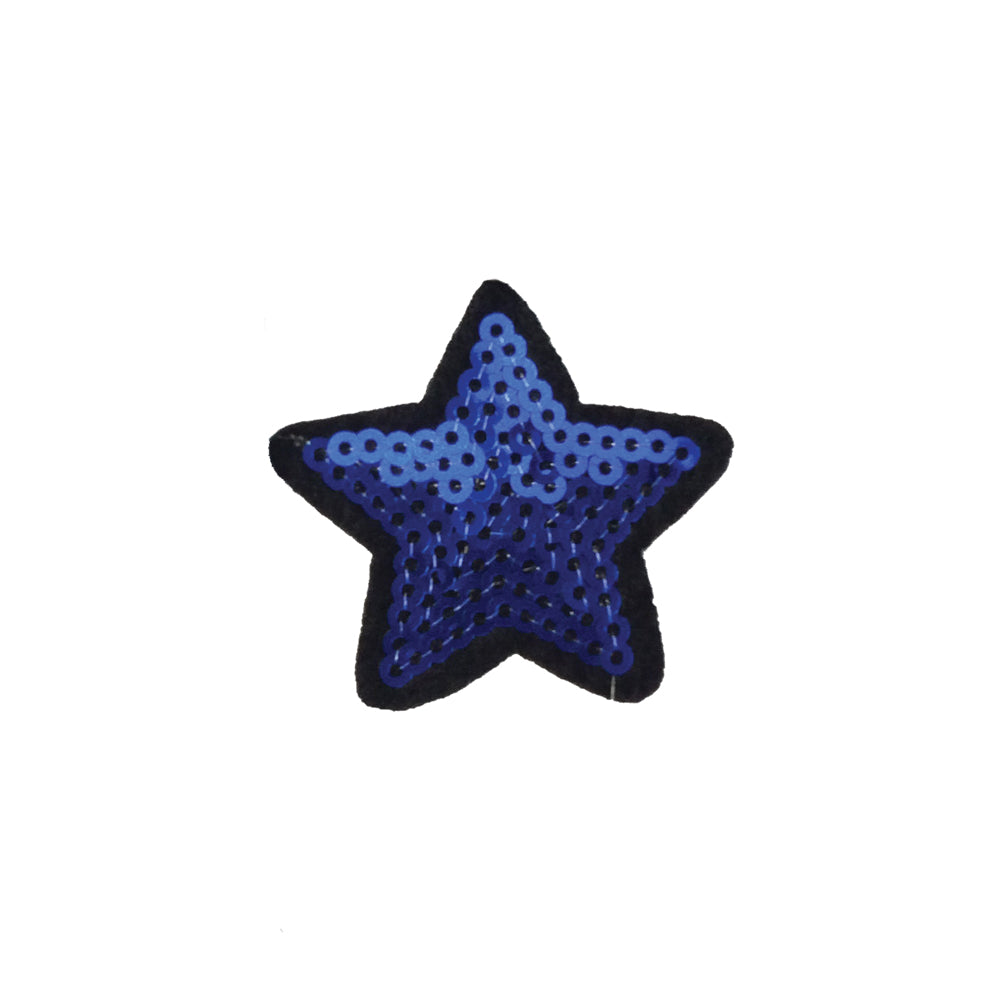 PC4014B - Sequin Blue Star S (Iron On) Embroidery Applique Patch | Koo Style UK