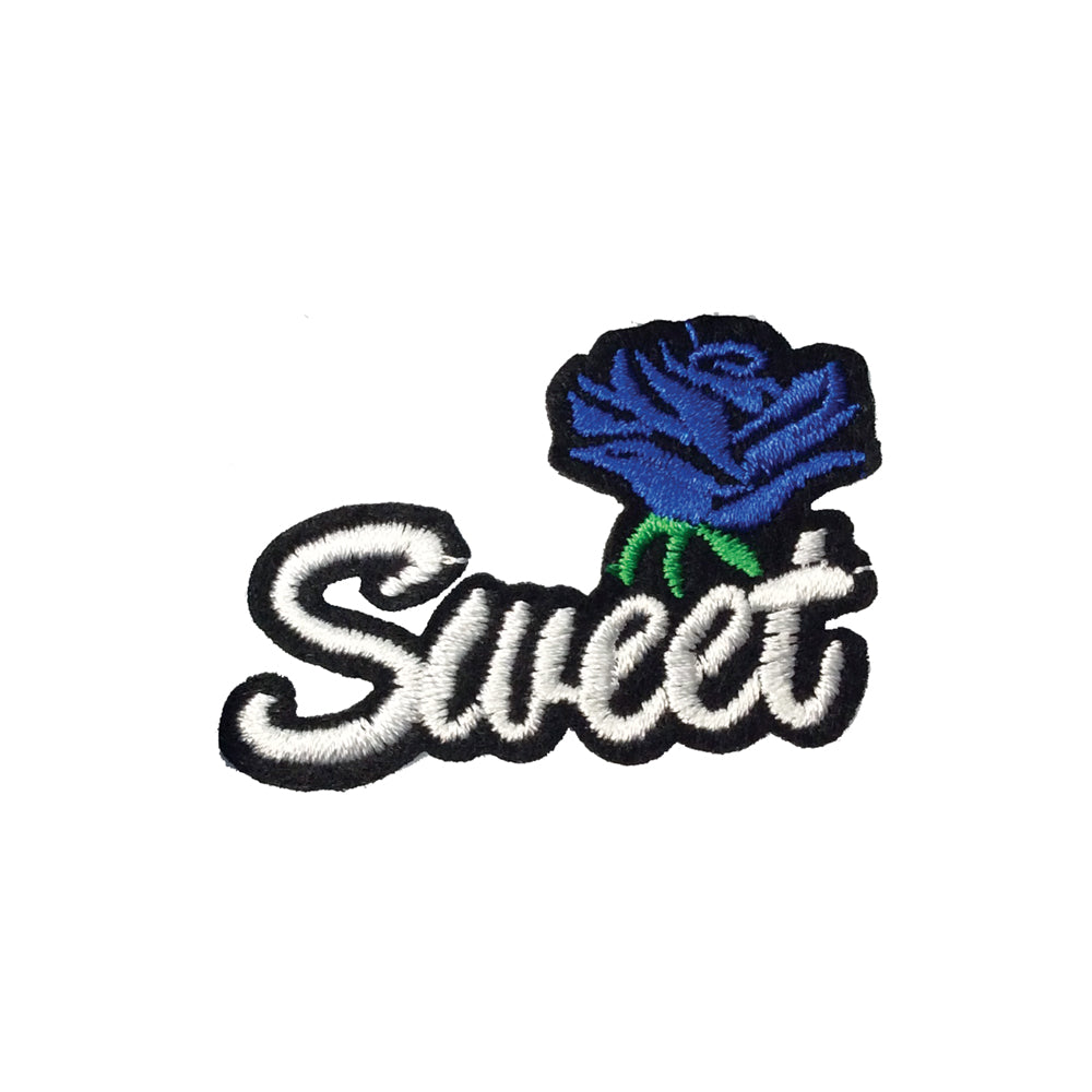 PC4033 - Sweet Blue Rose (Iron On) Embroidery Applique Patch | Koo Style UK