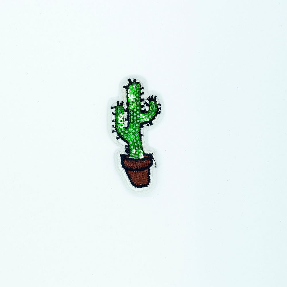 PC2547 - Sequin Cactus Plant (Iron On) Embroidery Applique Patch | Koo Style UK