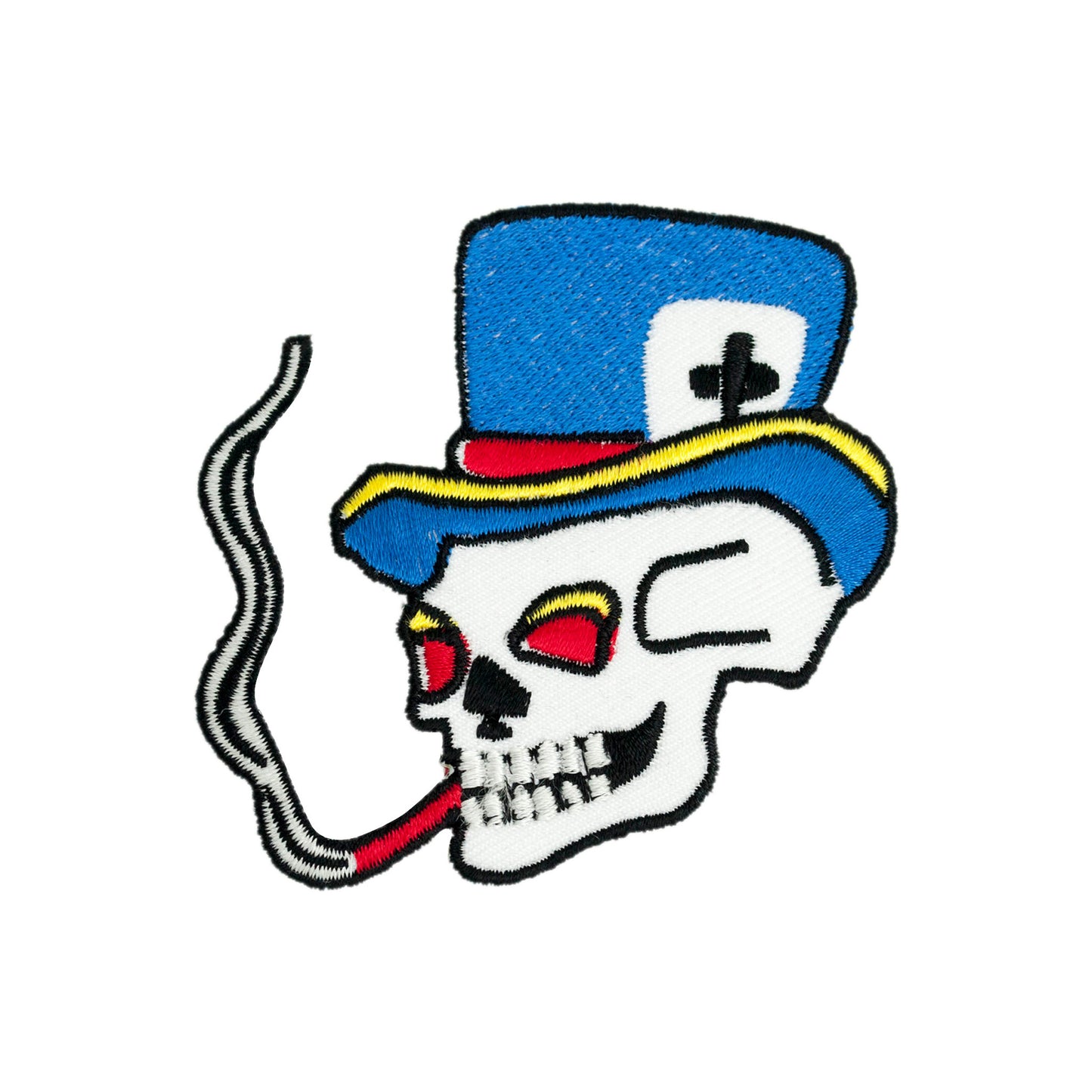 PS1497 - Smoking skull (Iron on) Embroidery Applique Patch | Koo Style UK