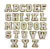 PC4263X - White  Chenille With Gold Trim Letter X (Iron On)