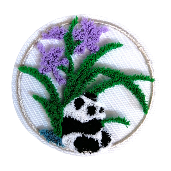 PC4204 - Velvet Panda with lris Flowers (Iron on)