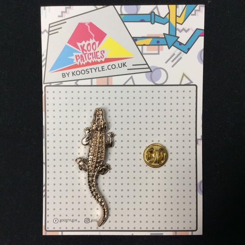 MP0265 - Gold Crocodile Alligator Crocodile Metal Pin Badge