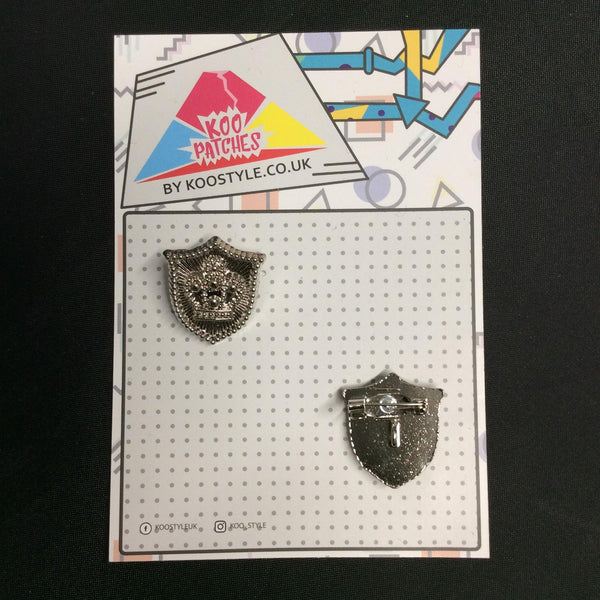 MP0238 - Silver Crown Shield Metal Pin Badge