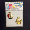 MP0225 - Gold Boat Red Sail Metal Pin Badge