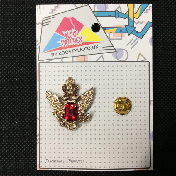 MP0003 - Red Jewel Gold Crown Emblem Metal Pin Badge