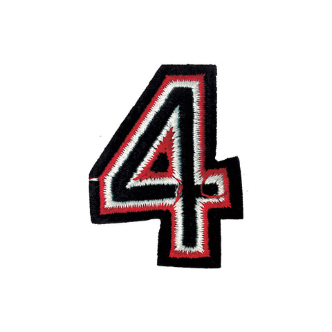 PC3687D - Black And Red Number Four (Iron On)