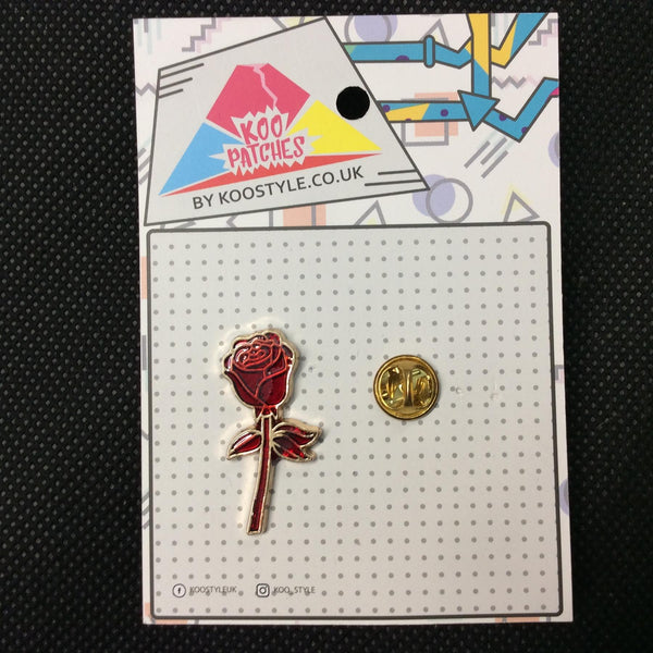 MP0190 - Red Gold Rose Flower Metal Pin Badge