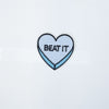 PH2018C - Beat It Heart Blue Cartoon Text (Iron On)