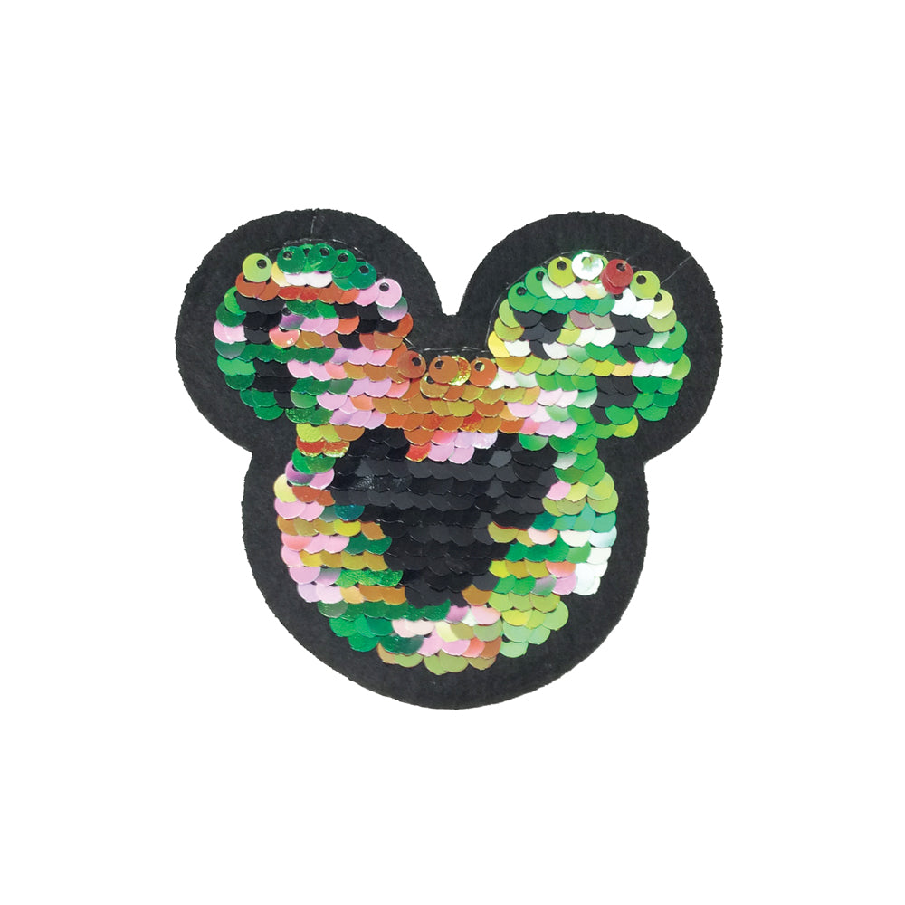 PC3638 - Reversible Double Sequin Mickey Mouse (Iron On) Embroidery Applique Patch | Koo Style UK