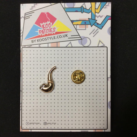 MP0104 - Gold Smoke Pipe Smoking Metal Pin Badge