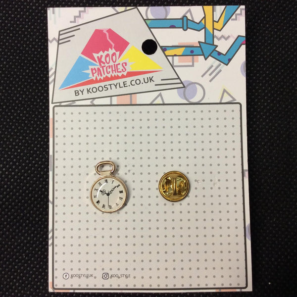 MP0096B - Mini Gold Clock Pocket Watch Metal Pin Badge