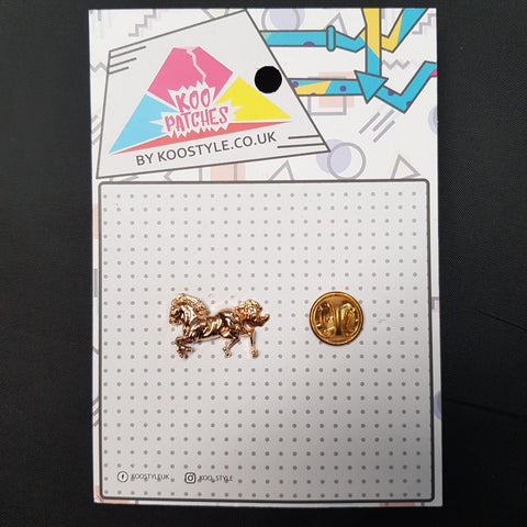 MP0087 - Gold Horse Pegasus Riding Metal Pin Badge