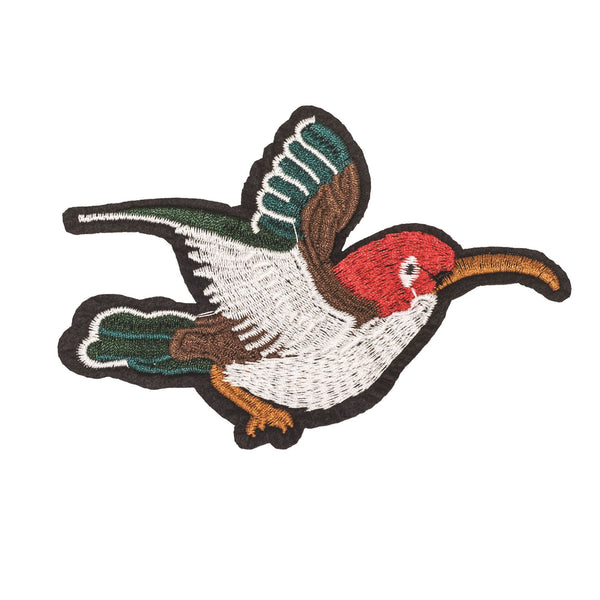 PC2282 - White Green Red head Bird (Iron on)