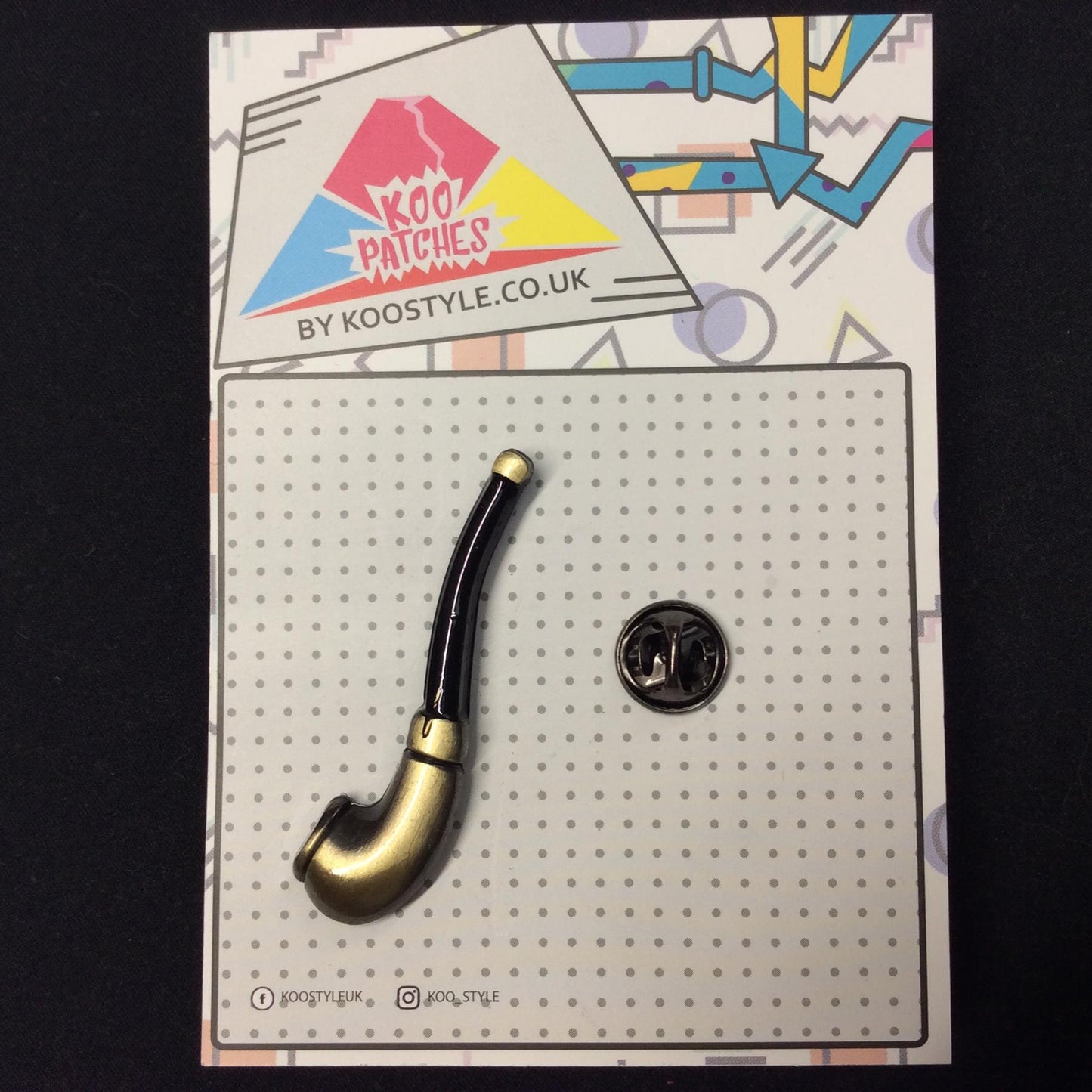 MP0103 - Gold Black Smoke Pipe Smoking Metal Pin Badge | Koo Style UK