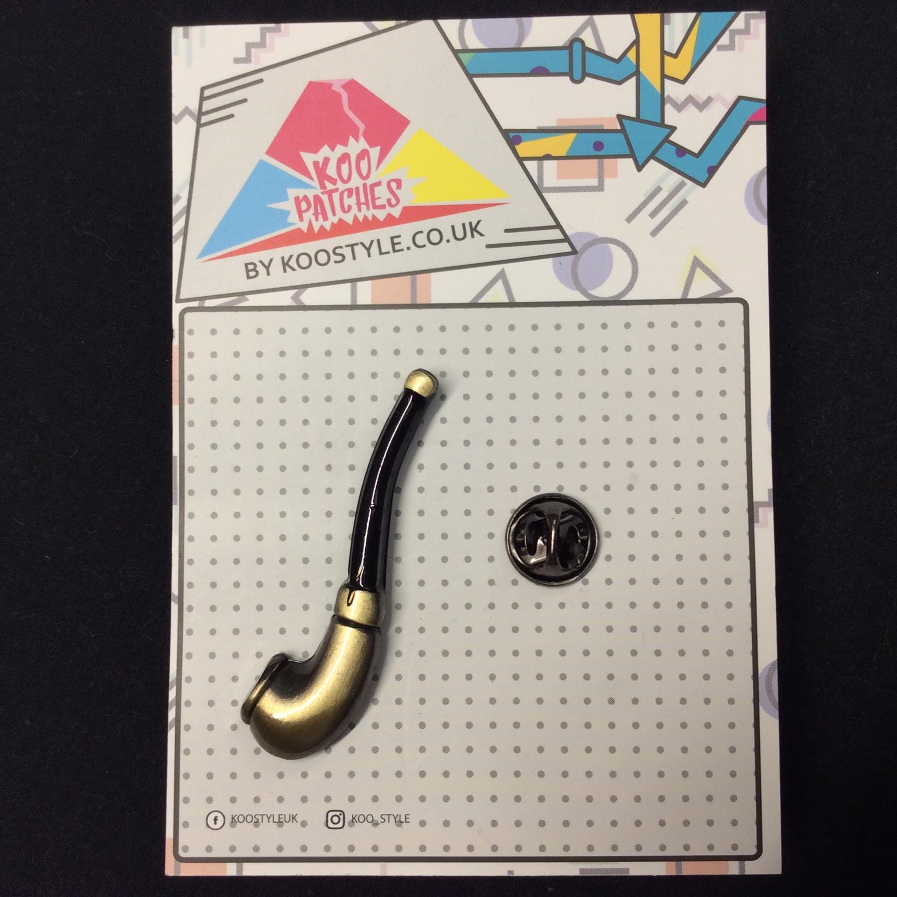 MP0103 - Gold Black Smoke Pipe Smoking Metal Pin Badge | Koo Style UK