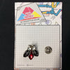 MP0036 - Red Stone Bee Bug Metal Pin Badge