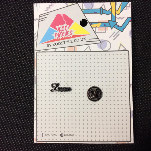 MP0066 - Levon Black Text Metal Pin Badge
