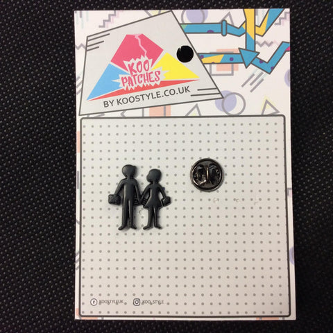 MP0109 - Black Couple Silhouette Metal Pin Badge