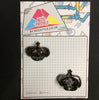 MP0210 - Dark Silver Black 3D Crown Metal Pin Badge