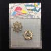 MP0039 - Gold Stone Ship Boat Steering Wheel Metal Pin Badge