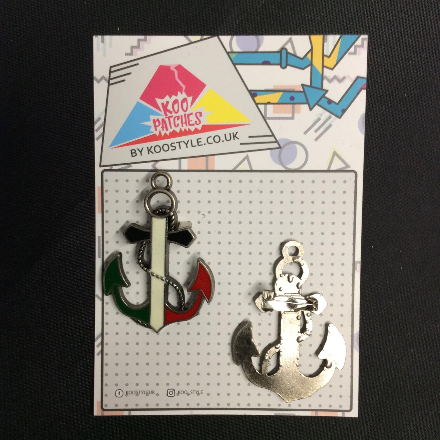 MP0275 - Italian Italy Flag Anchor Metal Pin Badge | Koo Style UK