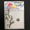 MP0200 - White Flower Pearls Silver Branch Metal Pin Badge