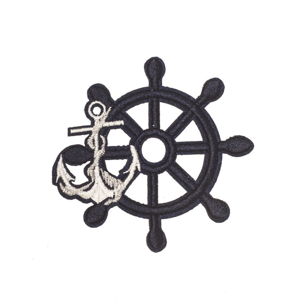 PC2279 - Navy Rudder with Sliver Anchor (Iron on)