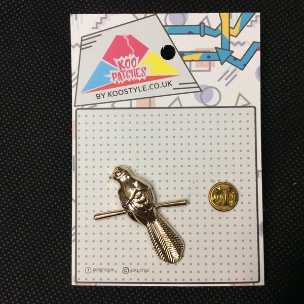 MP0017 - Gold Bird On Branch Metal Pin Badge