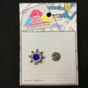 MP0131 - Blue Stone Silver Steering Wheel Boat Ship Metal Pin Badge