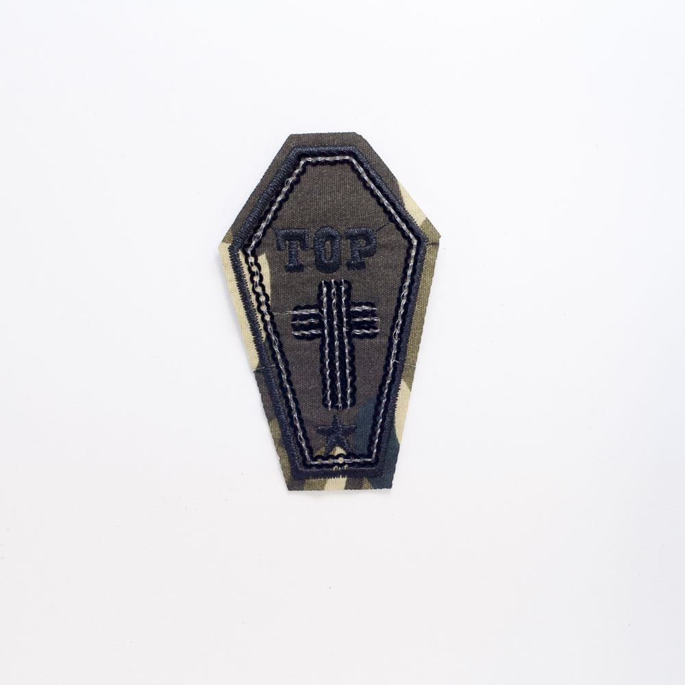 PC2232 - Top Cross Army Coffin (Iron On) Embroidery Applique Patch | Koo Style UK