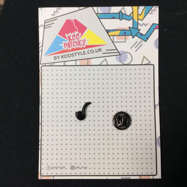 MP0105 - Black Smoke Pipe Smoking Metal Pin Badge