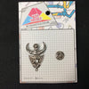 MP0077 - Silver Horned Skull Metal Pin Badge