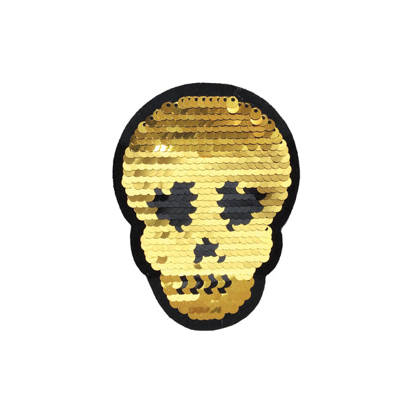 PC3364C - Reversible Double Sequin Gold Skull (Iron On)