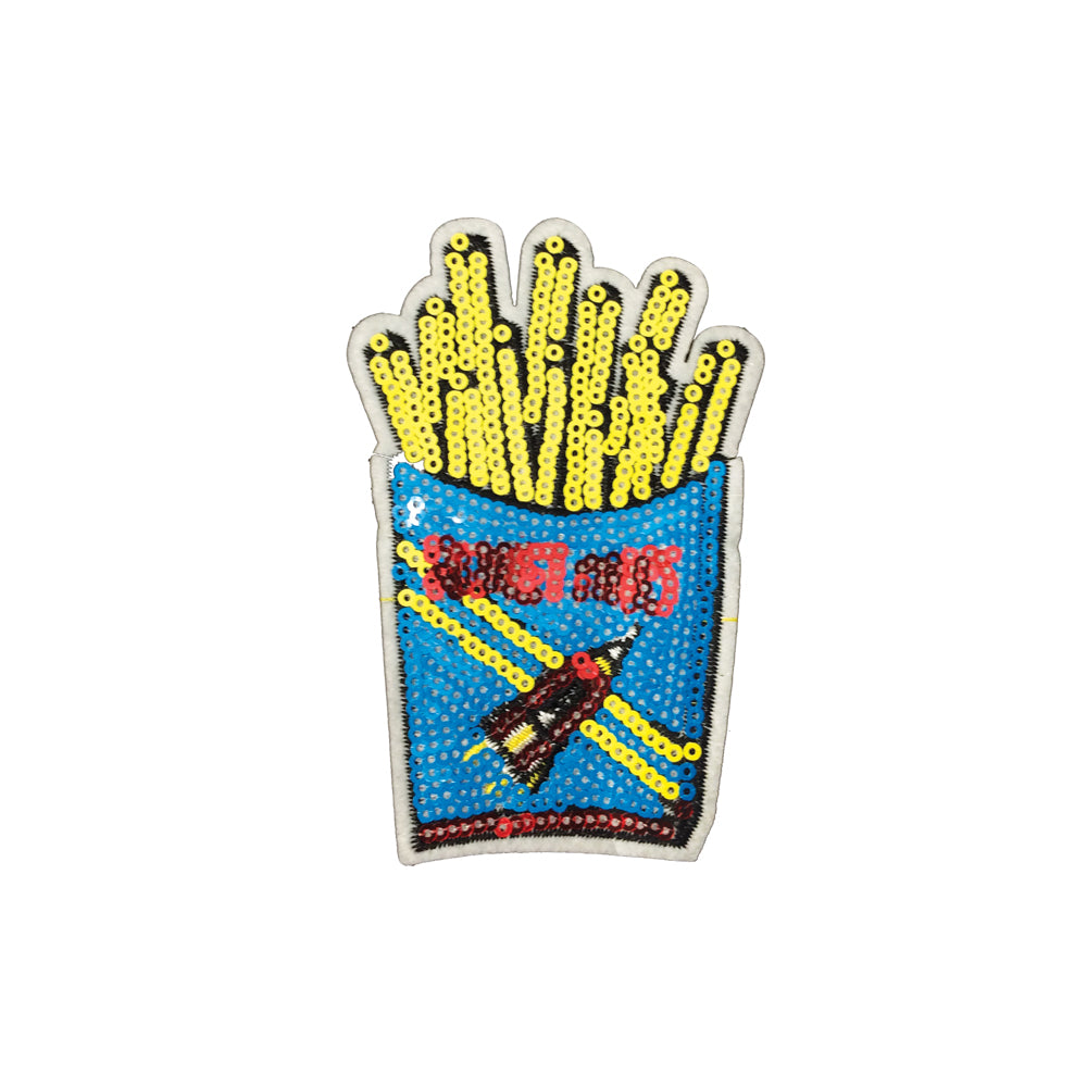 PC3787 - Sequin Rocket French Fries (Iron On) Embroidery Applique Patch | Koo Style UK