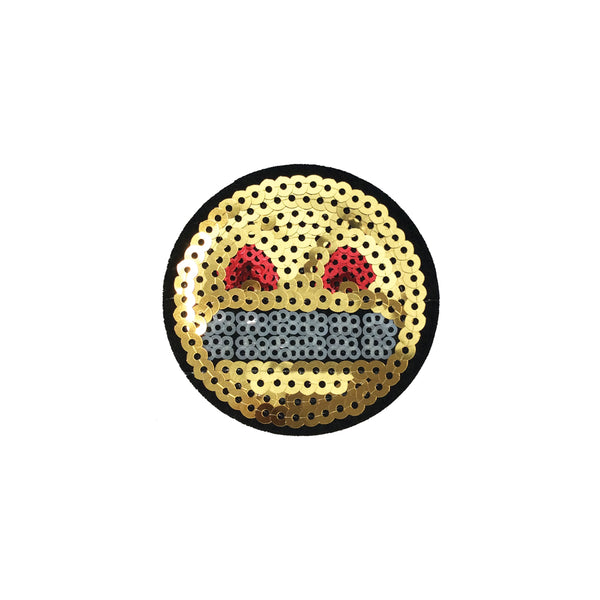 PC3810C - Sequin Gold Teeth Smile Emoji (Iron On)
