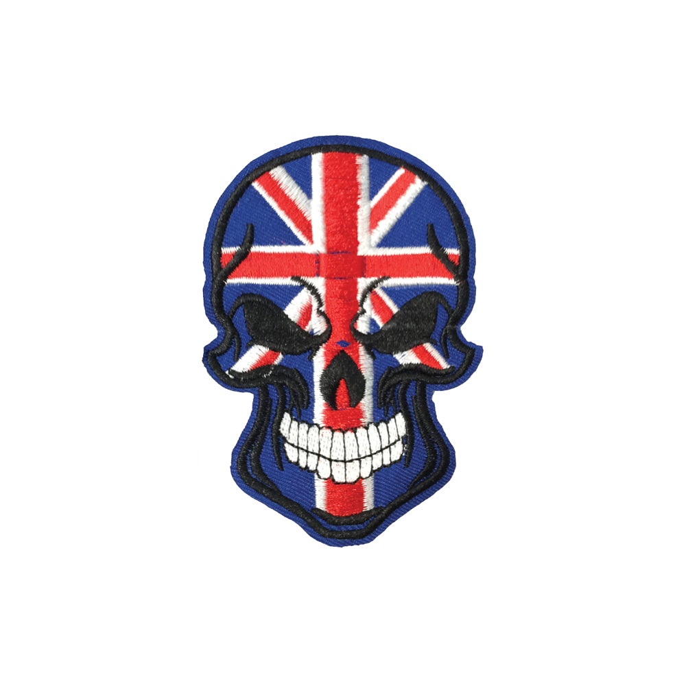 PC3877 - Union Jack Skull (Iron On) Embroidery Applique Patch | Koo Style UK