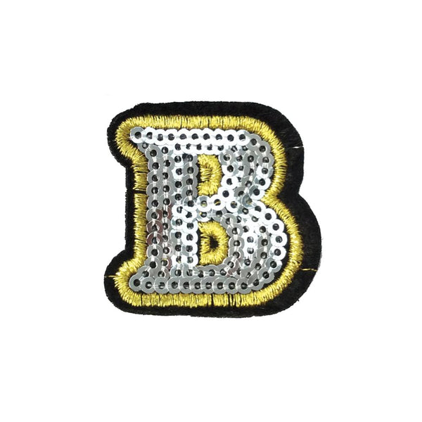 PC4001B - Sequin Silver Letter B (Iron On)