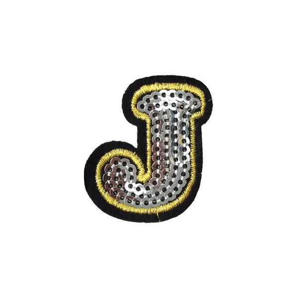 PC4001J - Sequin Silver Letter J (Iron On)