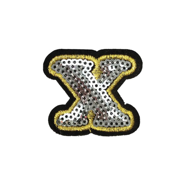 PC4001X - Sequin Silver Letter X (Iron On)