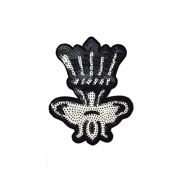 PC4076 - Sequin Black White Bee Crown (Iron On)