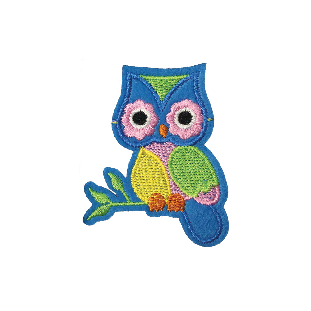 PC4111 - Cute Blue Owl (Iron On) Embroidery Applique Patch | Koo Style UK