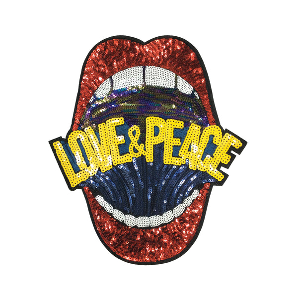PC3379 - Sequin Love & Peace Mouth (Iron On)