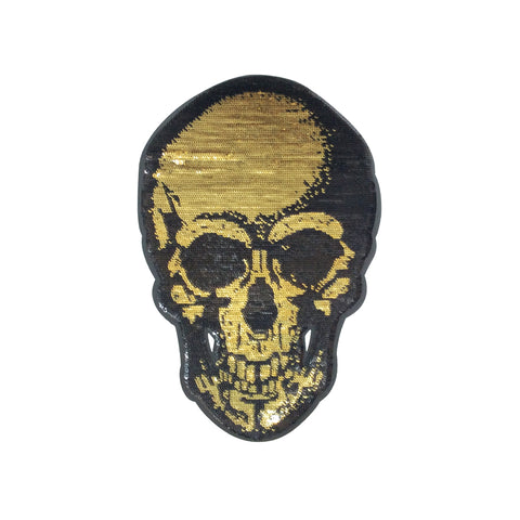 PC3399 - Sequin Gold Skull (Iron On)