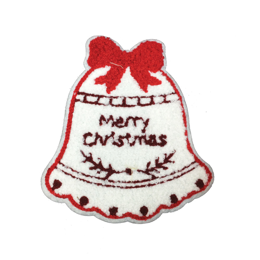 PC3395 -  Fur Merry Christmas Bell (Iron On) Embroidery Applique Patch | Koo Style UK