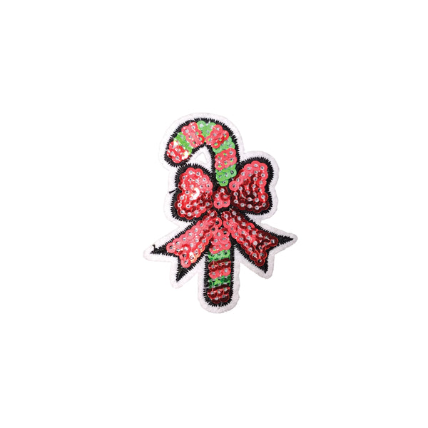 PC3545 - Sequin Christmas Candy Cane Stick Rock (Iron On)