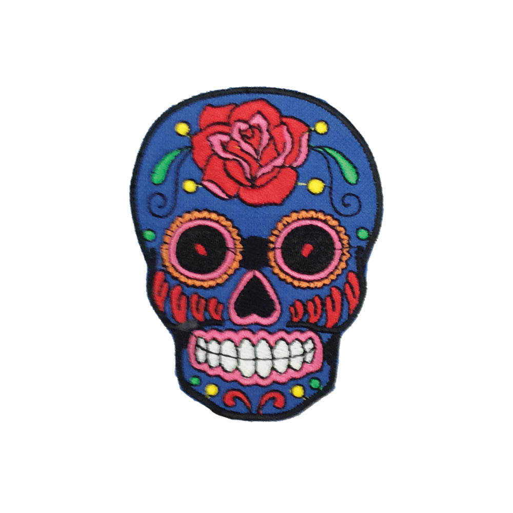 PC3030 - Red Rose Blue Sugar (Iron On) Embroidery Applique Patch | Koo Style UK